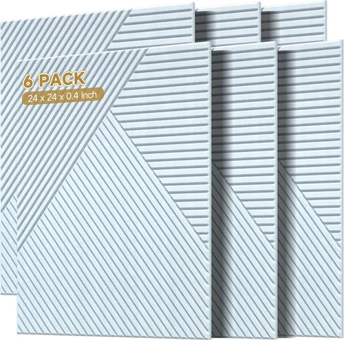 Miniatura 15 de Paneles acústicos de pared, paquete de 6 unidades de tamaño total de 72 x 48 pulgadas, paneles acústicos decorativos autoadhesivos para pared