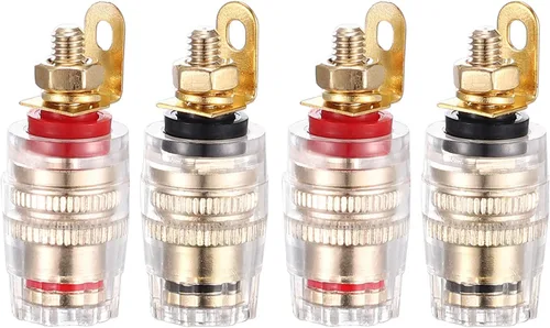 Miniatura 8 de Facmogu 2 pares de mini conectores de plátano chapados en oro con aislamiento de 5 vías de 0.157 in, chapado en oro de 24 quilates, amplificador