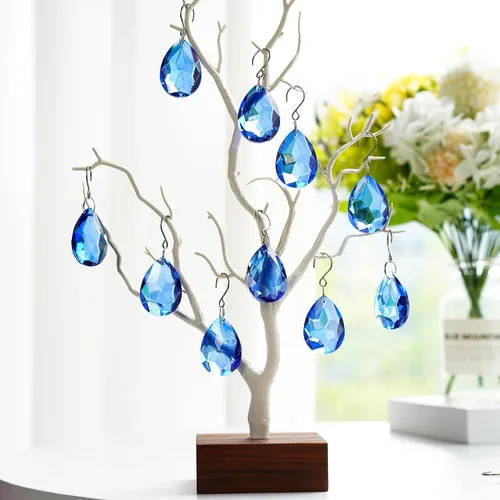 H&D HYALINE & DORA 10 piezas de cuentas de cristal Bauhinia atrapasueños con prismas para lámpara, cuentas de repuesto de 38 mm, adorno colgante de