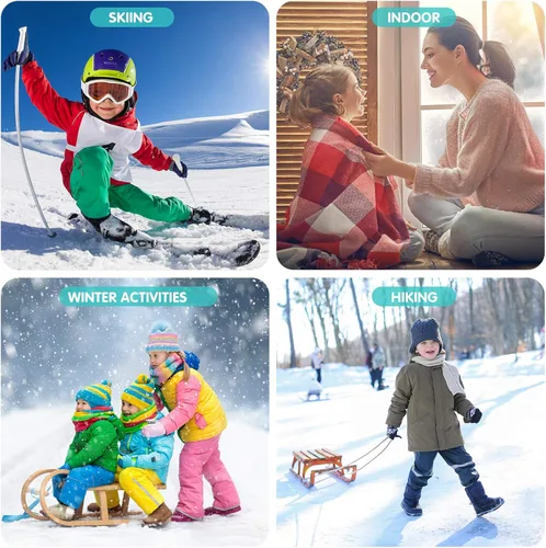 Miniatura 7 de Calcetines de esquí para niños, 2 pares de calcetines de esquí cálidos y largos hasta la rodilla, para nieve, invierno, esquí, snowboard, patinaje