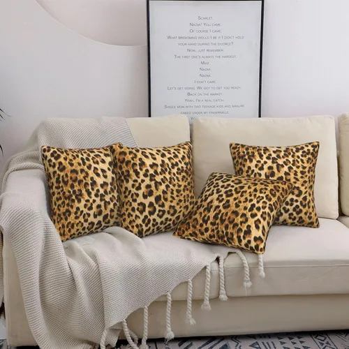 Miniatura 2 de Juego de 4 fundas de almohada con estampado de leopardo de 18 x 18 pulgadas para sofá, juego de 4 fundas de almohada cuadradas decorativas modernas