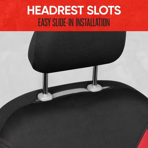 Miniatura 4 de Motor Trend SpillGuard 2 - Fundas de asiento rojas para automóviles y fundas de asiento para camiones, forro de neopreno, fundas de asiento Rojo