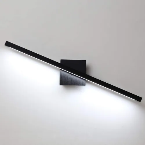 Miniatura 8 de Aplique de pared giratorio negro de 12 W con luz LED moderna para baño y espejo, luz blanca cálida, elegante barra de luz para baño, ideal