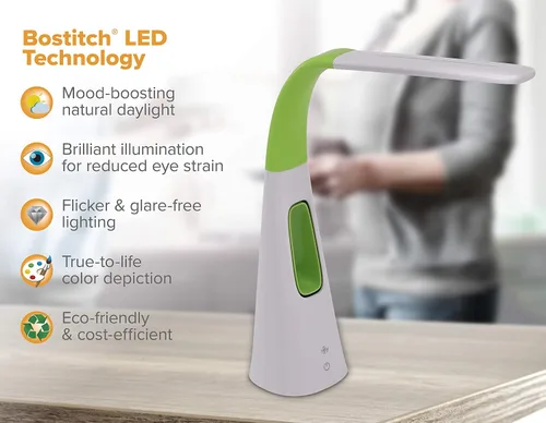 Miniatura 5 de PureOptics LED VLED1603LM - Lámpara de escritorio con ventilador sin aspas, regulable, cuello ajustable, color verde lima