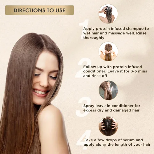 Miniatura 5 de MOEHAIR Kit de viaje (champú proteico, acondicionador, acondicionador sin enjuague y suero para el cabello), sin sulfatos ni parabenos Adecuado