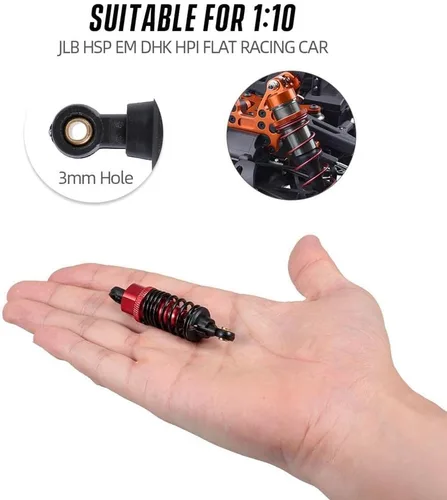 Miniatura 7 de Amortiguador de amortiguadores de choques RC rellenos de aceite de aluminio para Tamiya TT01 Mf-01x 1/10 RC Car Upgrade Parts 4 unids/set (verde)