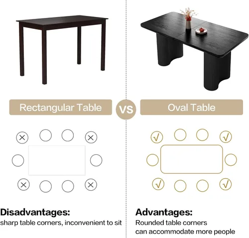 Miniatura 5 de Mesa de comedor rectangular de 62.99 pulgadas para 4-6 personas, mesa de cocina moderna con patas en forma de onda, mesas de comedor para cocina