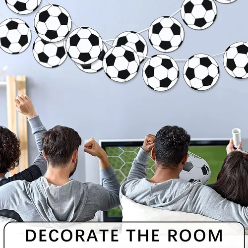 Miniatura 3 de Gersoniel 32 piezas de decoraciones de fútbol para fiesta, 2 unidades, guirnaldas de pancarta de fútbol, 30 remolinos colgantes de fútbol