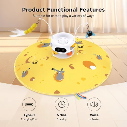 Miniatura 7 de ZOMISIA Juguetes interactivos para gatos de interior, 5 en 1, recargable, automático, juguete para gatos con láser, activado por movimiento