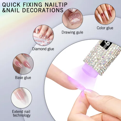 Miniatura 4 de Luz UV de mano para uñas de gel, mini luz UV con purpurina, lámpara de uñas portátil inalámbrica para secado rápido, lámpara LED recargable