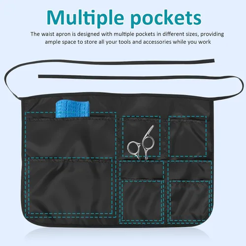 Miniatura 9 de Adjustable Multi-pocket Cleaning Apron for Men and Women Sturdy Hair Stylist and Workshop Apron with Tie Back Water-resistant Kitchen for Home Use