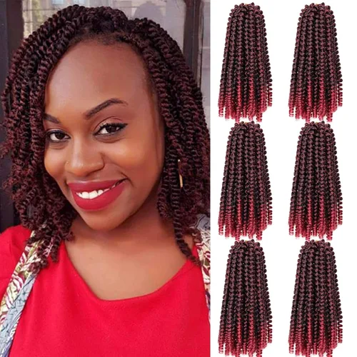 Miniatura 57 de Paquete de 2 cabello para trenzas en espiral de 8 pulgadas, cabello Spring Twist para rastas falsas, rastas de mariposa, cabello para trenzas, fibra