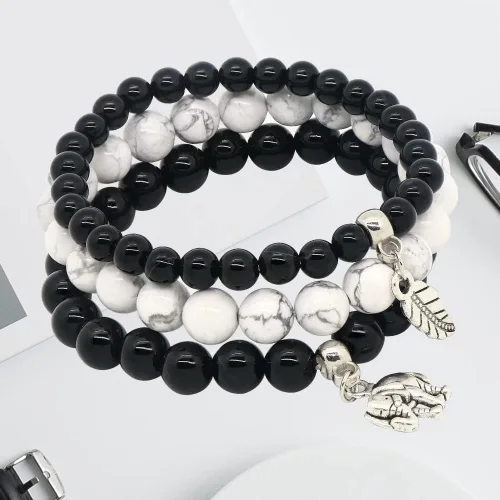 Miniatura 7 de C&L Accessories Pulseras de cuentas de chakras para mujeres, hombres y adolescentes, 3 pulseras curativas, juego de pulseras elásticas de bolas