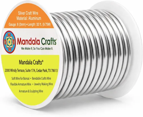 Miniatura 118 de Mandala Crafts - Alambre de aluminio anodizado de 8 calibre para hacer joyas - 9.75 m de alambre flexible negro colorido - Flexible para bonsái