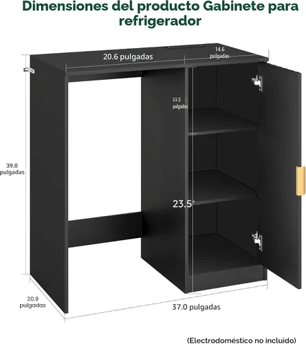 Miniatura 2 de Lamtor Barra de café con espacio para mini refrigerador, gabinete de barra de café con toma de corriente, mini gabinete de nevera estriado