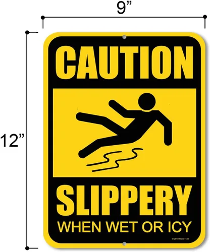 Miniatura 2 de Honey Dew Gifts Letrero de advertencia y seguridad, con texto en inglés «Watch Your Step», «Caution Slippery When Wet or Ice» de 9 x 12 pulgadas