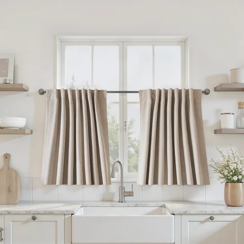 Miniatura 71 de UHITECH Cortinas cortas de lino de 24 pulgadas de largo para ventanas pequeñas de granja, cortinas opacas modernas para sala de estar, pestañas