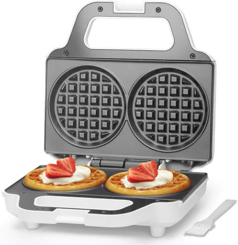 Miniatura 8 de SugarWhisk Miniwaflera Doble de 4 Pulgadas, Máquina para Hacer Waffles, Waflera Eléctrica, Plancha Pequeña para Waffles, Waffles Keto, Croquetas