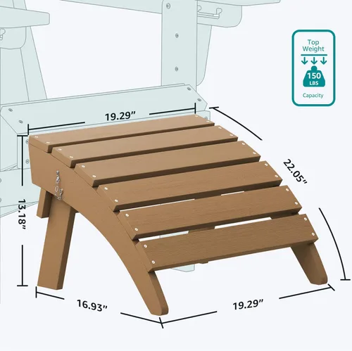 Miniatura 4 de Otomano plegable Adirondack de SERWALL, reposapiés Adirondack sin ensamblaje, marrón