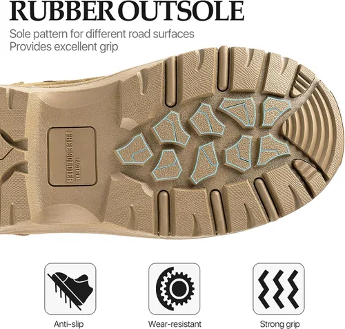 Miniatura 4 de FREE SOLDIER Botas tácticas para hombre de 8 pulgadas, ligeras, botas de combate duraderas, botas de trabajo militar, botas de desierto