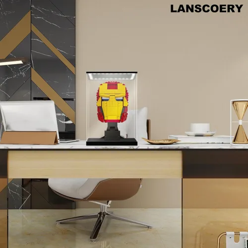Miniatura 8 de LANSCOERY Vitrina de acrílico con luz LED ajustable amarilla/blanca/cálida, caja transparente de protección UV, vitrina a prueba de polvo