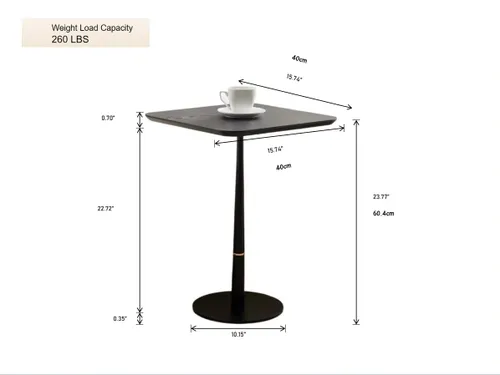 Miniatura 2 de 15.74'' Side End Tabel for Living Room, Modern Accent Drink Table, Wood Square Tabletop & Metal Pedestal, Easy Assembly, Black