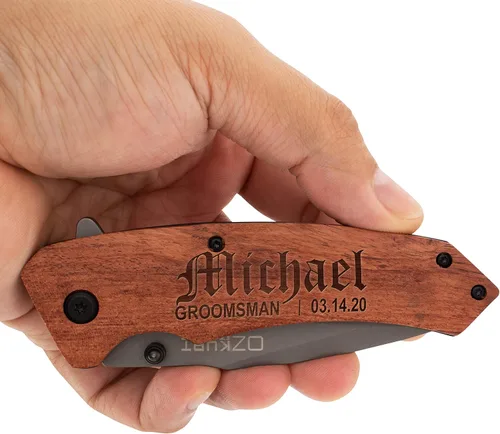 Miniatura 3 de Regalos de padrinos de boda, cuchillo de bolsillo personalizado grabado para padrinos de boda, cuchillos individuales personalizados con clip