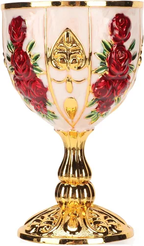 Copa de cáliz dorado de 4 pulgadas, cáliz dorado de alta aleación de zinc, diseño de flores retro en relieve, elegante taza para banquete de fiesta,