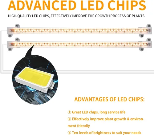 Miniatura 8 de Hywyimlait Lámpara de cultivo de dos tiras para plantas de interior, tiras de luz LED de espectro completo de 3500 K con temporizador de 3500K cálido