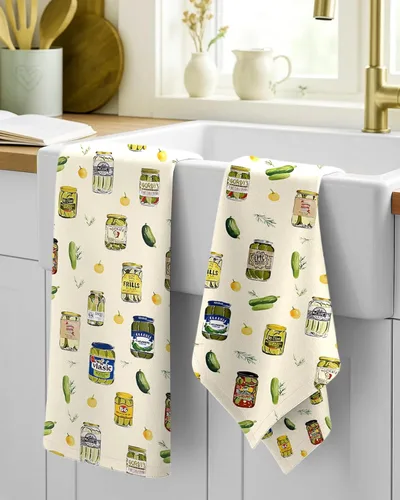 Miniatura 2 de Miss Adola - Juego de toallas de cocina de saco de harina con lazo para colgar - Juego de 2 toallas de cocina de primavera con lazo para colgar