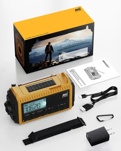 Miniatura 7 de Radio de emergencia, radio meteorológica NOAA con batería recargable de 12000 mAh, pantalla LCD, alerta automática, AM/FM/onda corta, SOS, puerto