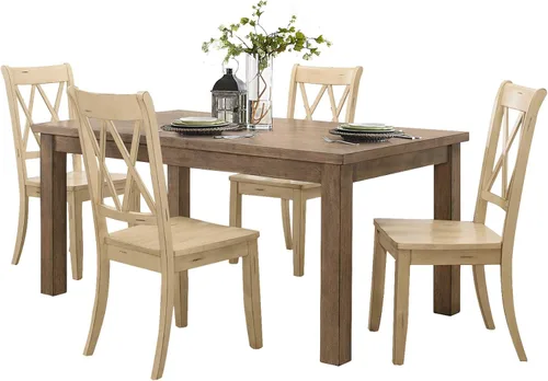 Miniatura 17 de Lexicon Janina - Juego de 2 sillas de comedor modernas de granja, juego de 2, madera maciza, respaldo cruzado, para cocina tradicional moderna Verde