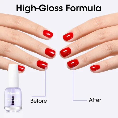 Miniatura 3 de GELLEN Capa superior de esmalte de uñas transparente, capa superior de alto brillo, secado rápido al aire, resistente a los rayos UV, larga duración