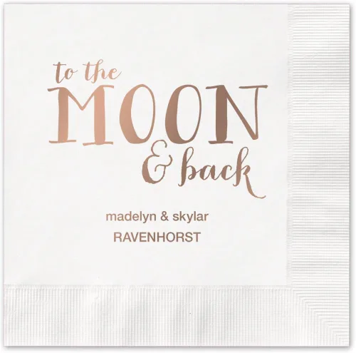 Miniatura 8 de Moon And Back - Servilletas de cena personalizadas, 100 servilletas negras de papel de 3 capas con elección de papel de aluminio/servilletas