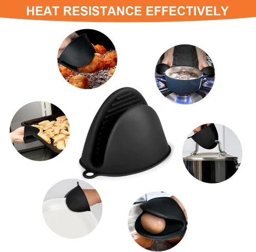 Miniatura 7 de AUAUY 2 mini guantes de horno de silicona, guantes de horno resistentes al calor de 446 ℉/446.0 °F, manoplas de cocina pequeños para horno