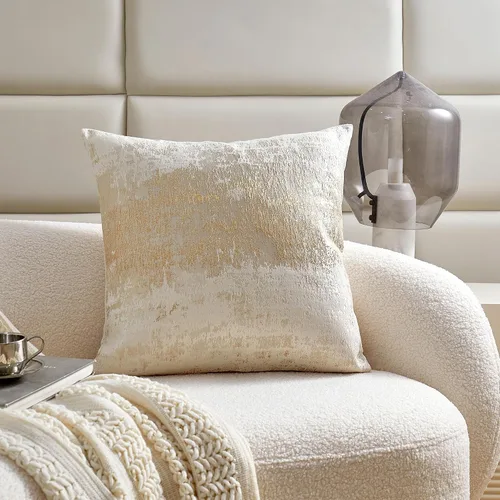 Miniatura 7 de THE-TINOART Fundas de almohada de estilo rústico moderno de 18x18, fundas de almohada decorativas tejidas en jacquard beige y dorado para sofá