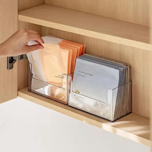 Miniatura 10 de PAVSTINE Organizador de botiquín con divisores ajustables, compartimento de almacenamiento abierto transparente, soporte para brochas de maquillaje