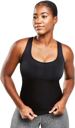 Miniatura 3 de Sweat Shaper Racer Tank: Camiseta de compresión con espalda cruzada para mujer, camiseta sin mangas adelgazante, camiseta de tirantes premium