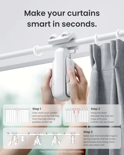 Miniatura 3 de SwitchBot Abridor de Cortinas Automático - Control Remoto Bluetooth Cortina Inteligente con Aplicación/Temporizador, Motor de Alto Rendimiento