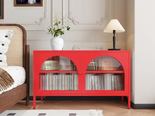 Miniatura 19 de Armario de almacenamiento de metal con 2 puertas de malla para sala de estar, hogar, hotel, oficina, garaje, cocina, 3 niveles, 2 estantes Negro