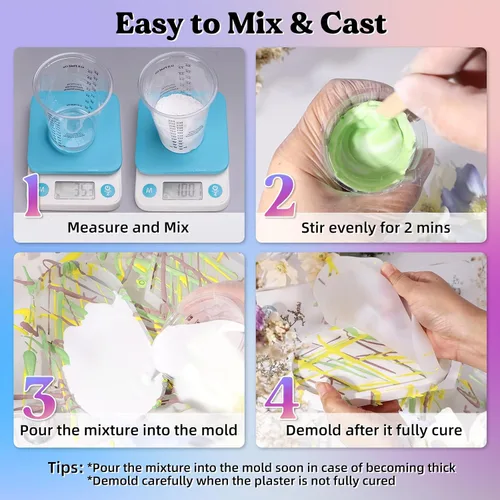 Miniatura 5 de LET'S RESIN Kit de iniciación de polvos de fundición de resina, 35.27 oz de polvo de fundición sin olor curado rápido, 20 ~ 30 minutos de desmolde