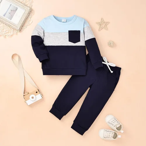 Miniatura 61 de Ropa de otoño e invierno para bebé, trajes de niño pequeño, sudadera de manga larga, sudadera de retazos y pantalones, 2 piezas, 12 meses a 5 años