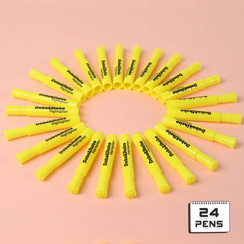 Miniatura 6 de Dabo&Shobo Resaltador amarillo, paquete de 24 unidades, color brillante, punta de cincel, para adultos, resaltado en la oficina escolar en casa