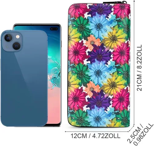 Miniatura 5 de APHISON Billetera para mujer, de gran capacidad, para tarjetas de crédito, RFID, monedero, luna, lindo, animal, floral, celular, pulsera, teléfono
