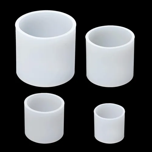 Moldes de vela cilíndrica para hacer velas, 4 moldes de silicona de fundición de pilar para fundición de resina, jabón, espécimen de flores,