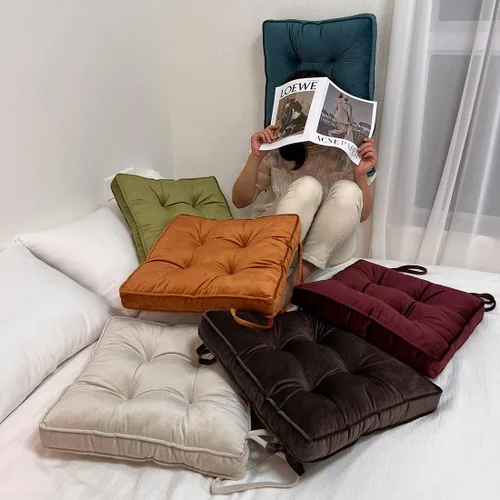 Miniatura 4 de vctops Cojines de silla navideños rojos de terciopelo suave con lazos, cómodo cojín sólido para sillas de comedor, sillas de oficina, pisos
