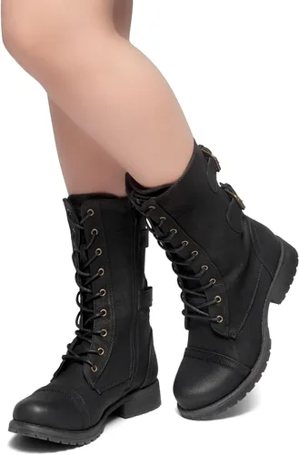 Miniatura 6 de Herstyle Florence2 Botas de combate militares con cordones a media pantorrilla para mujer