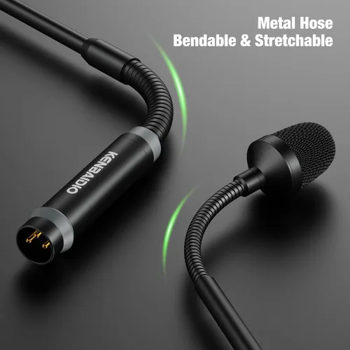 Miniatura 5 de Micrófono DJ de 17 pulgadas flexible de cuello de cisne, micrófono profesional XLR con cable dinámico Bob Barker para videoconferencia, podio