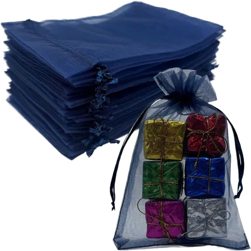 Miniatura 15 de Bolsas de regalo de organza de 5 x 7 pulgadas con cordón para joyas, dulces, flores de lavanda secas, 100 bolsitas rojas, bolsa de malla de tela