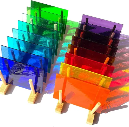 Miniatura 9 de LITMIND Paquete variado de 16 hojas de vitrales, azulejos de mosaico de 4 x 6 pulgadas para manualidades, arte catedral de colores surtidos, hojas